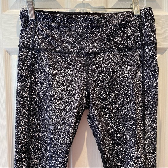 Lululemon Pace Rival Crop‎ Marathon Splatter White Black / Black size 8 W6ABMS - Picture 8 of 10